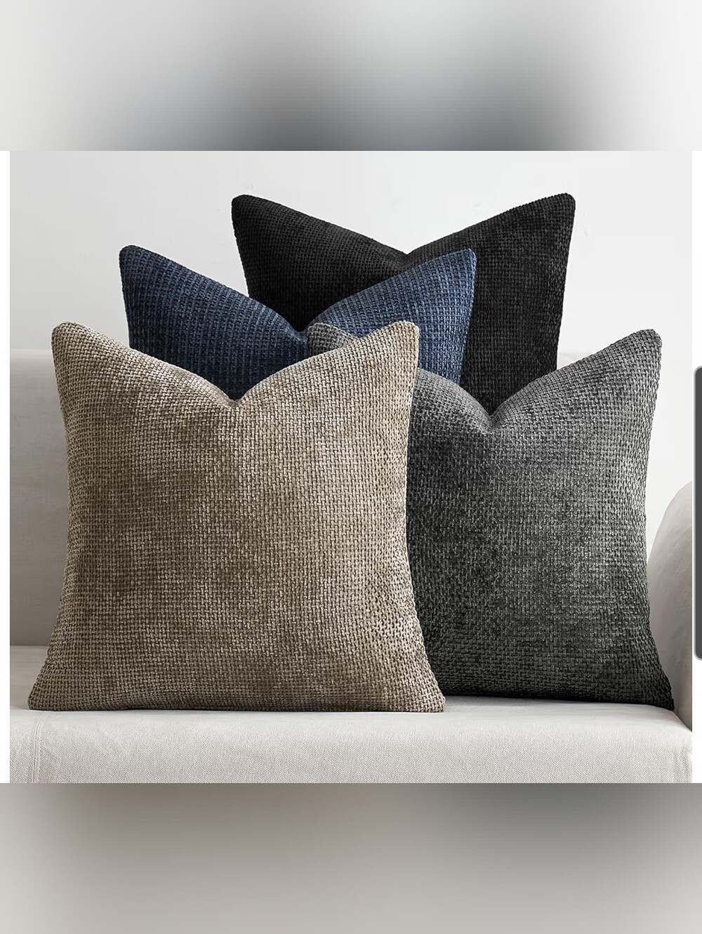 Set Of 4 Plush Chenille Accent Pillow Covers Size 18 X 18